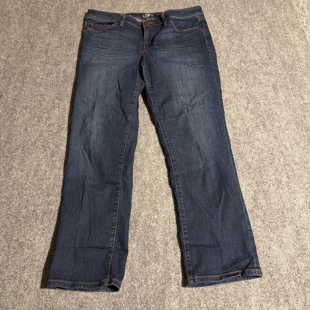 Ann Taylor Loft Jeans Womens 31/12 Blue Modern Straight Dark Wash Stretch